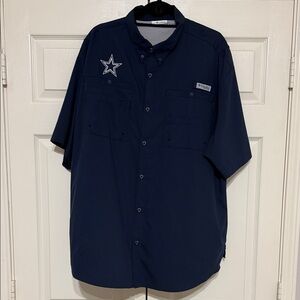 Men's Columbia Navy Blue Short Sleeve Shirt Cowboys edition